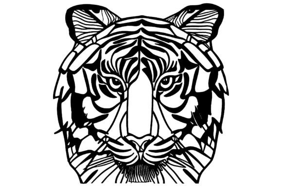 Download Tiger Head Line Art Ornament Vector - Line art Collection
