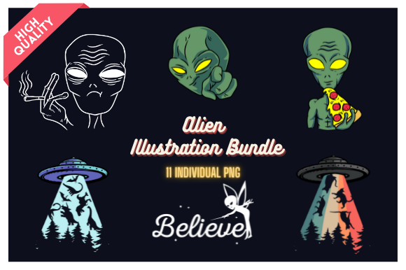 Download Alien Illustration Bundle - Alien illustration Collection