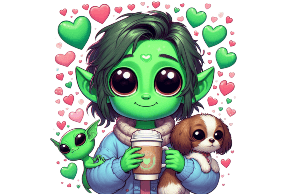 Download A Character with Green Skin, Large Eyes - Premium Resources
