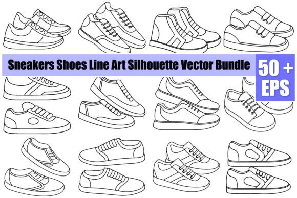 Download Sneakers Shoes Line Art Silhouette - Line art Collection