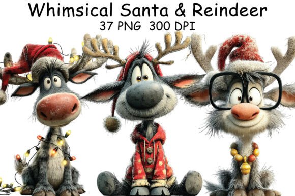 Download Whimsical Santa &amp; Reindeer Clipart - Premium Resources