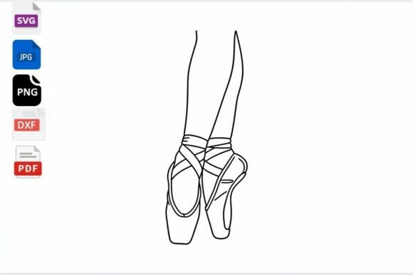 Download Ballet Pointe Shoes Line Art SVG PNG DXF - Line art Collection