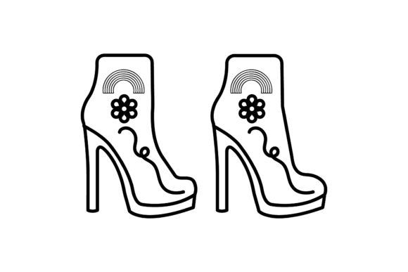 Download Rainbow Icon Girl Shoes Black Line Art - Line art Collection