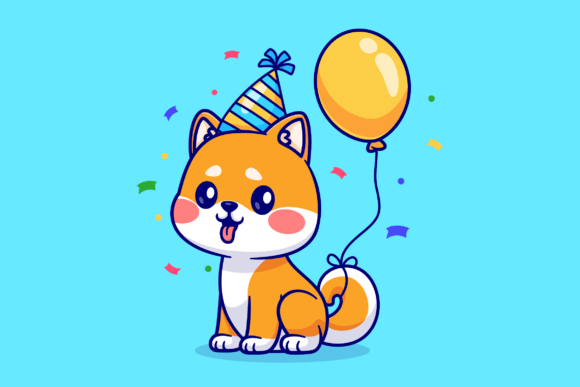 Download Cute Shiba Inu Dog Birthday Party - Shiba inu dog Collection